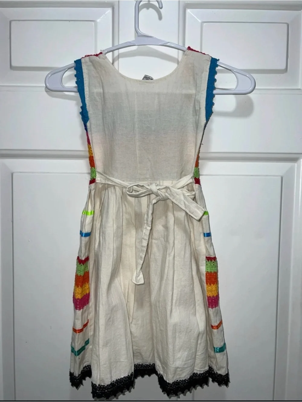 Hand Crafted Multicolor Rainbow Stripe Girls Dress size 6